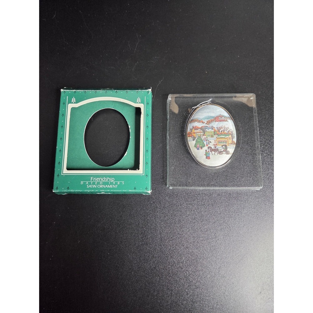 Vintage Hallmark FRIENDSHIP satin Christmas Ornament w/Box 1985